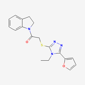 molecular formula C18H18N4O2S B3443165 1-({[4-ethyl-5-(2-furyl)-4H-1,2,4-triazol-3-yl]thio}acetyl)indoline 