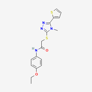 molecular formula C17H18N4O2S2 B3443178 N-(4-ethoxyphenyl)-2-{[4-methyl-5-(2-thienyl)-4H-1,2,4-triazol-3-yl]thio}acetamide 