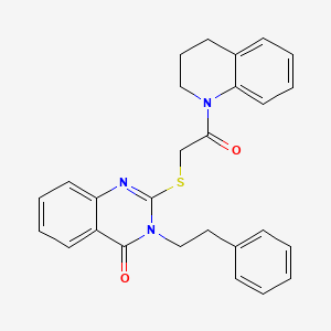molecular formula C27H25N3O2S B3443199 2-{[2-(3,4-dihydro-1(2H)-quinolinyl)-2-oxoethyl]thio}-3-(2-phenylethyl)-4(3H)-quinazolinone 