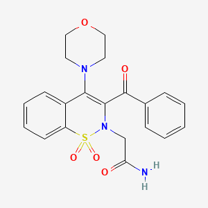 molecular formula C21H21N3O5S B3443225 2-[3-benzoyl-4-(4-morpholinyl)-1,1-dioxido-2H-1,2-benzothiazin-2-yl]acetamide 