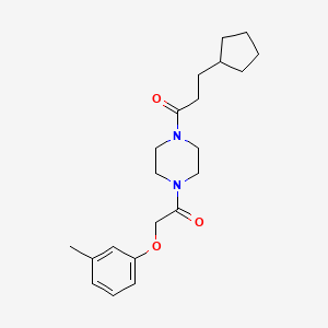 1-(3-cyclopentylpropanoyl)-4-[(3-methylphenoxy)acetyl]piperazine