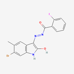 molecular formula C16H11BrIN3O2 B3443250 N'-(6-bromo-5-methyl-2-oxo-1,2-dihydro-3H-indol-3-ylidene)-2-iodobenzohydrazide 