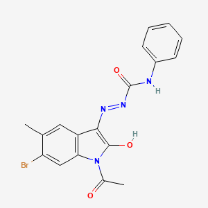 molecular formula C18H15BrN4O3 B3443256 1-acetyl-6-bromo-5-methyl-1H-indole-2,3-dione 3-(N-phenylsemicarbazone) 