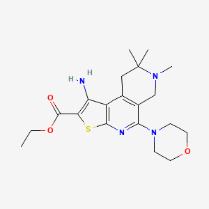 ethyl 1-amino-7,8,8-trimethyl-5-(4-morpholinyl)-6,7,8,9-tetrahydrothieno[2,3-c]-2,7-naphthyridine-2-carboxylate