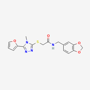 molecular formula C17H16N4O4S B3443376 N-(1,3-benzodioxol-5-ylmethyl)-2-{[5-(2-furyl)-4-methyl-4H-1,2,4-triazol-3-yl]thio}acetamide 