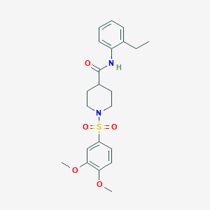 molecular formula C22H28N2O5S B3443480 1-[(3,4-dimethoxyphenyl)sulfonyl]-N-(2-ethylphenyl)-4-piperidinecarboxamide 