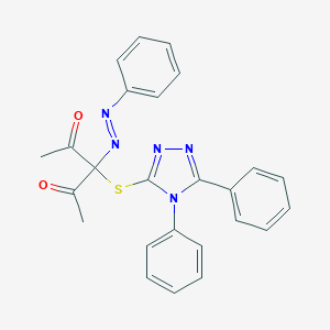 molecular formula C25H21N5O2S B344353 3-[(4,5-diphenyl-4H-1,2,4-triazol-3-yl)sulfanyl]-3-(phenyldiazenyl)-2,4-pentanedione 