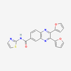molecular formula C20H12N4O3S B3443591 2,3-di-2-furyl-N-1,3-thiazol-2-yl-6-quinoxalinecarboxamide 