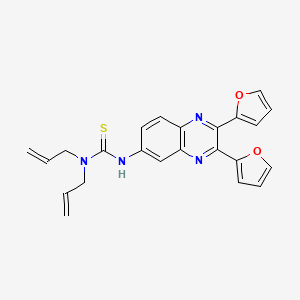 molecular formula C23H20N4O2S B3443605 N,N-diallyl-N'-(2,3-di-2-furyl-6-quinoxalinyl)thiourea 