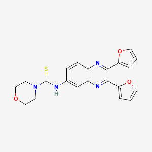 molecular formula C21H18N4O3S B3443610 N-(2,3-di-2-furyl-6-quinoxalinyl)-4-morpholinecarbothioamide 