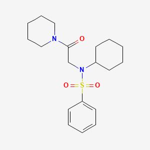 molecular formula C19H28N2O3S B3443649 N-cyclohexyl-N-[2-oxo-2-(1-piperidinyl)ethyl]benzenesulfonamide 