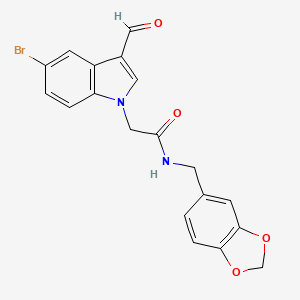 N-(1,3-benzodioxol-5-ylmethyl)-2-(5-bromo-3-formyl-1H-indol-1-yl)acetamide