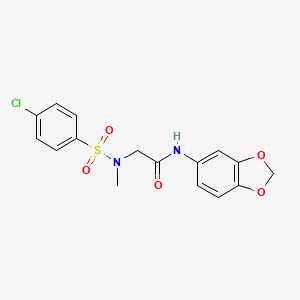 molecular formula C16H15ClN2O5S B3443700 N~1~-1,3-benzodioxol-5-yl-N~2~-[(4-chlorophenyl)sulfonyl]-N~2~-methylglycinamide 