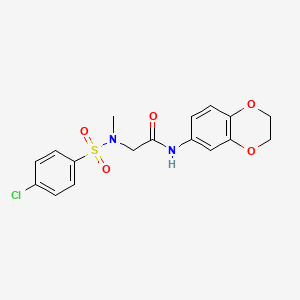 molecular formula C17H17ClN2O5S B3443725 N~2~-[(4-chlorophenyl)sulfonyl]-N~1~-(2,3-dihydro-1,4-benzodioxin-6-yl)-N~2~-methylglycinamide 