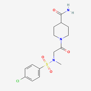 molecular formula C15H20ClN3O4S B3443732 1-{N-[(4-chlorophenyl)sulfonyl]-N-methylglycyl}-4-piperidinecarboxamide 
