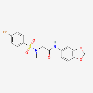 molecular formula C16H15BrN2O5S B3443742 N~1~-1,3-benzodioxol-5-yl-N~2~-[(4-bromophenyl)sulfonyl]-N~2~-methylglycinamide 