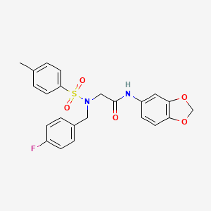 molecular formula C23H21FN2O5S B3443787 N~1~-1,3-benzodioxol-5-yl-N~2~-(4-fluorobenzyl)-N~2~-[(4-methylphenyl)sulfonyl]glycinamide 