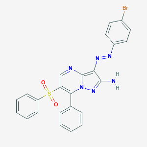 3-[(4-Bromophenyl)diazenyl]-7-phenyl-6-(phenylsulfonyl)pyrazolo[1,5-a]pyrimidin-2-ylamine