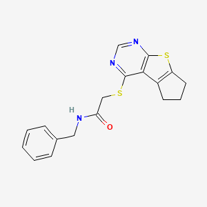 molecular formula C18H17N3OS2 B3443795 N-benzyl-2-(6,7-dihydro-5H-cyclopenta[4,5]thieno[2,3-d]pyrimidin-4-ylthio)acetamide 
