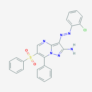 3-[(2-Chlorophenyl)diazenyl]-7-phenyl-6-(phenylsulfonyl)pyrazolo[1,5-a]pyrimidin-2-amine