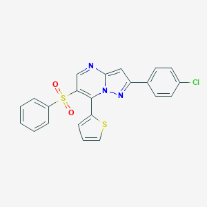 2-(4-Chlorophenyl)-7-(2-thienyl)pyrazolo[1,5-a]pyrimidin-6-yl phenyl sulfone