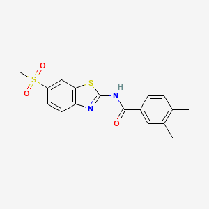 molecular formula C17H16N2O3S2 B3443919 3,4-dimethyl-N-[6-(methylsulfonyl)-1,3-benzothiazol-2-yl]benzamide 