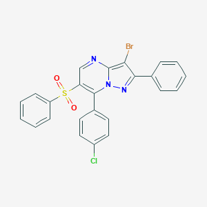 molecular formula C24H15BrClN3O2S B344399 3-Bromo-7-(4-chlorophenyl)-2-phenyl-6-(phenylsulfonyl)pyrazolo[1,5-a]pyrimidine 