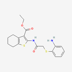 molecular formula C19H22N2O3S2 B3444010 ethyl 2-({[(2-aminophenyl)thio]acetyl}amino)-4,5,6,7-tetrahydro-1-benzothiophene-3-carboxylate 