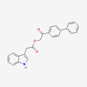 molecular formula C24H19NO3 B3444013 2-(4-biphenylyl)-2-oxoethyl 1H-indol-3-ylacetate 