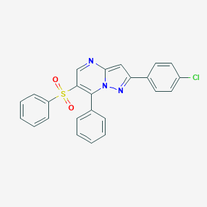 molecular formula C24H16ClN3O2S B344402 2-(4-Chlorophenyl)-7-phenylpyrazolo[1,5-a]pyrimidin-6-yl phenyl sulfone 
