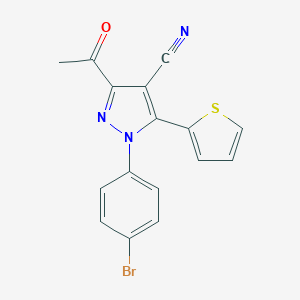 molecular formula C16H10BrN3OS B344403 3-acetyl-1-(4-bromophenyl)-5-(2-thienyl)-1H-pyrazole-4-carbonitrile 