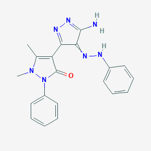 molecular formula C20H19N7O B344406 4-[5-amino-4-(phenylhydrazinylidene)pyrazol-3-yl]-1,5-dimethyl-2-phenylpyrazol-3-one 