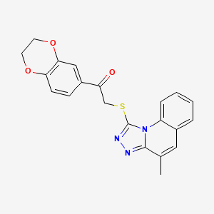 molecular formula C21H17N3O3S B3444114 1-(2,3-dihydro-1,4-benzodioxin-6-yl)-2-[(4-methyl[1,2,4]triazolo[4,3-a]quinolin-1-yl)thio]ethanone 
