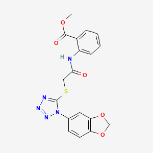 molecular formula C18H15N5O5S B3444122 methyl 2-[({[1-(1,3-benzodioxol-5-yl)-1H-tetrazol-5-yl]thio}acetyl)amino]benzoate 