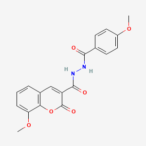 molecular formula C19H16N2O6 B3444136 8-methoxy-N'-(4-methoxybenzoyl)-2-oxo-2H-chromene-3-carbohydrazide 