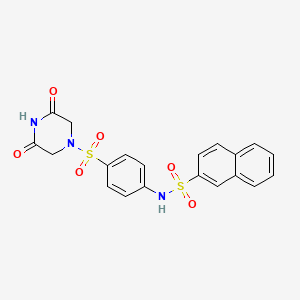 molecular formula C20H17N3O6S2 B3444150 N-{4-[(3,5-dioxo-1-piperazinyl)sulfonyl]phenyl}-2-naphthalenesulfonamide 