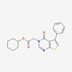 molecular formula C20H20N2O3S B3444193 cyclohexyl (4-oxo-5-phenylthieno[2,3-d]pyrimidin-3(4H)-yl)acetate 