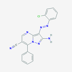 molecular formula C19H12ClN7 B344420 2-Amino-3-[(2-chlorophenyl)diazenyl]-7-phenylpyrazolo[1,5-a]pyrimidine-6-carbonitrile 