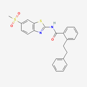 molecular formula C23H20N2O3S2 B3444204 N-[6-(methylsulfonyl)-1,3-benzothiazol-2-yl]-2-(2-phenylethyl)benzamide 