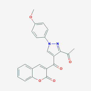 molecular formula C22H16N2O5 B344422 3-{[3-acetyl-1-(4-methoxyphenyl)-1H-pyrazol-4-yl]carbonyl}-2H-chromen-2-one 