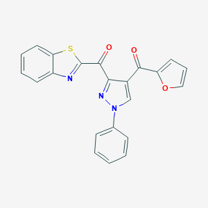 molecular formula C22H13N3O3S B344423 1,3-benzothiazol-2-yl[4-(2-furoyl)-1-phenyl-1H-pyrazol-3-yl]methanone 