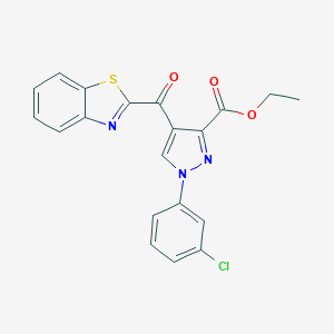 molecular formula C20H14ClN3O3S B344424 ethyl 4-(1,3-benzothiazol-2-ylcarbonyl)-1-(3-chlorophenyl)-1H-pyrazole-3-carboxylate 