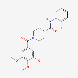 molecular formula C22H25FN2O5 B3444240 N-(2-fluorophenyl)-1-(3,4,5-trimethoxybenzoyl)-4-piperidinecarboxamide 