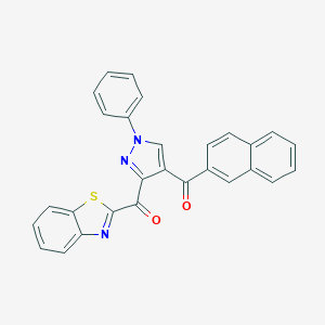 molecular formula C28H17N3O2S B344428 1,3-benzothiazol-2-yl[4-(2-naphthoyl)-1-phenyl-1H-pyrazol-3-yl]methanone 
