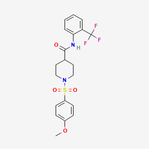 molecular formula C20H21F3N2O4S B3444290 1-[(4-methoxyphenyl)sulfonyl]-N-[2-(trifluoromethyl)phenyl]-4-piperidinecarboxamide 