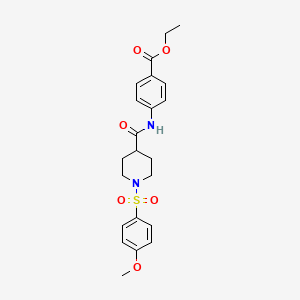 molecular formula C22H26N2O6S B3444293 ethyl 4-[({1-[(4-methoxyphenyl)sulfonyl]-4-piperidinyl}carbonyl)amino]benzoate 