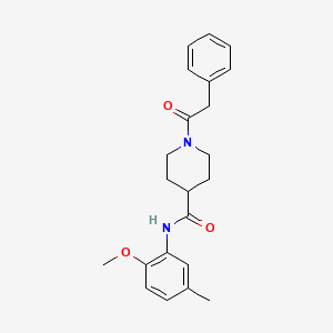 molecular formula C22H26N2O3 B3444326 N-(2-methoxy-5-methylphenyl)-1-(phenylacetyl)-4-piperidinecarboxamide 