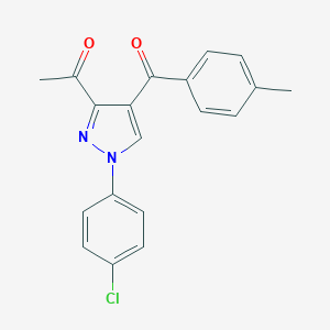 molecular formula C19H15ClN2O2 B344433 1-[1-(4-chlorophenyl)-4-(4-methylbenzoyl)-1H-pyrazol-3-yl]ethanone 