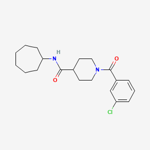 molecular formula C20H27ClN2O2 B3444335 1-(3-chlorobenzoyl)-N-cycloheptyl-4-piperidinecarboxamide 