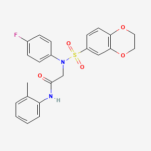 molecular formula C23H21FN2O5S B3444356 N~2~-(2,3-dihydro-1,4-benzodioxin-6-ylsulfonyl)-N~2~-(4-fluorophenyl)-N~1~-(2-methylphenyl)glycinamide 